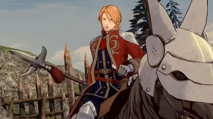 Fire Emblem Three Hopes Characters: Ferdinand can be seen on a horse