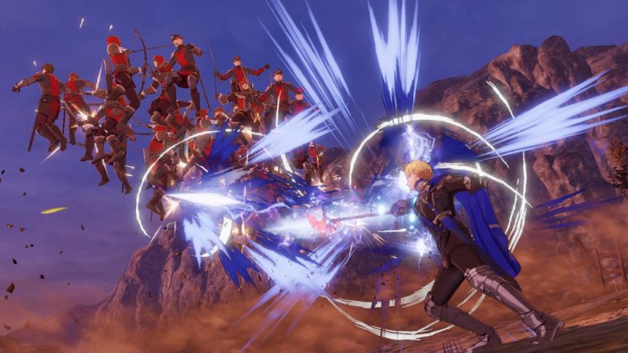 Fire Emblem Warriors Three Hopes Length How Long To Beat: Dimitri can be seen fighting enemies.