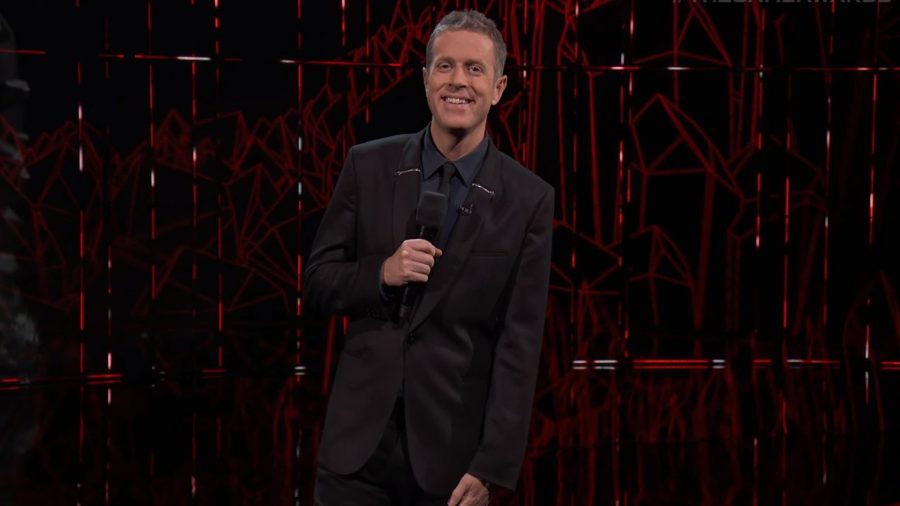 Geoff Keighley stylist: Geoff on the stage of the 2020 Game Awards