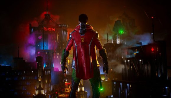 Gotham Knights Gameplay Trailer Summer Games Fest: Robin can be seen overlooking Gotham