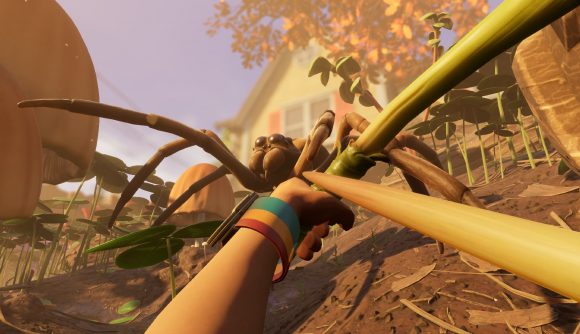 Grounded: A player can be seen aiming a bow at a spider