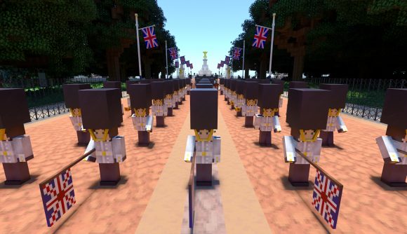 Minecraft Jubilee Party: Guards walking down the pall mall