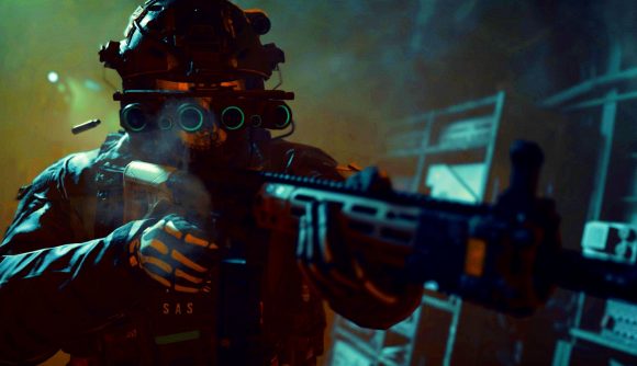 Modern Warfare 2 new gunsmith: an image of ghost from Modern Warfare 2 holding a rifle