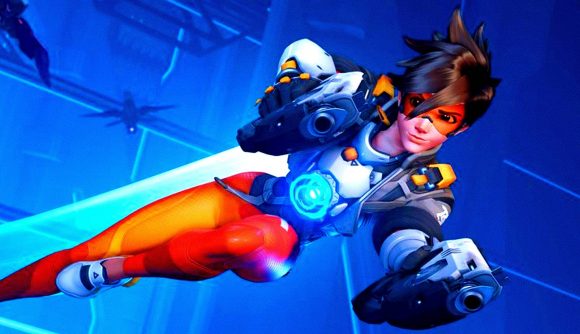Overwatch 2 second beta start date: An image of Tracer dashing through the air