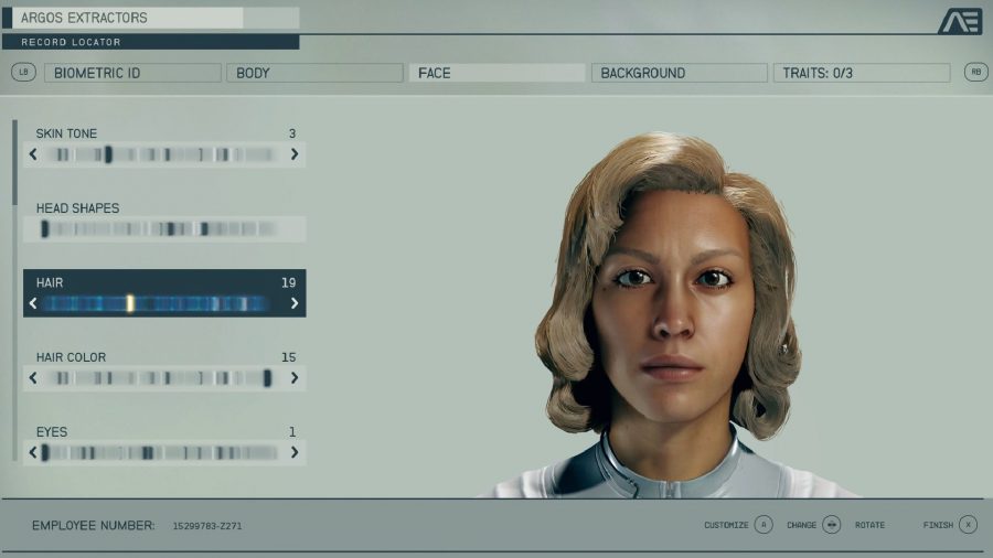 Starfield Character Creation: The Face option governs how your head and face look and any blemishes or makeup you want to apply