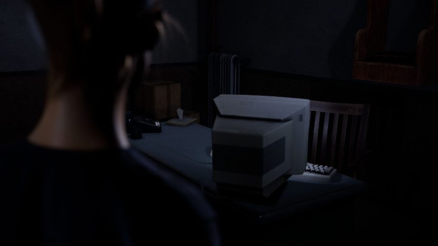 The Quarry Clue Locations: Laura can be seen standing by a computer on a desk.