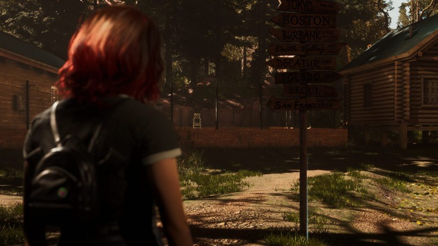 The Quarry Clue Locations: Abigail can be seen standing in front of the signpost.