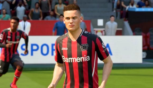 FIFA 22 title update 14: Wirtz grimaces as he stands on the pitch in FIFA 22