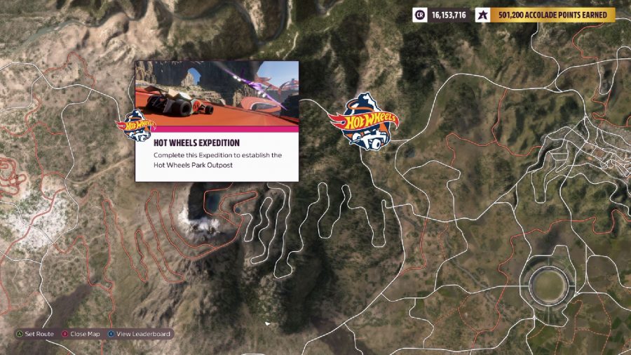 Forza Horizon 5 Hot Wheels DLC How To Start: The Hot WHeels icon can be seen on the map