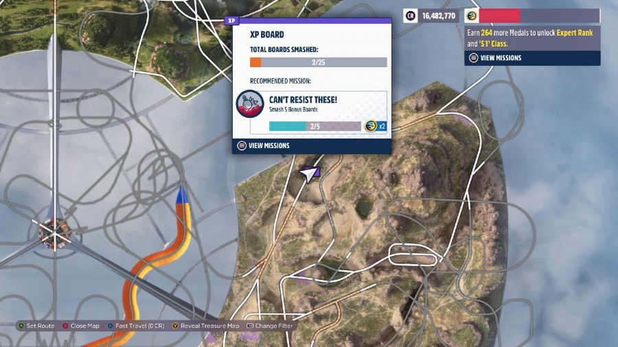 Forza Horizon 5 Hot Wheels XP Board Locations: The XP Board location on the map can be seen