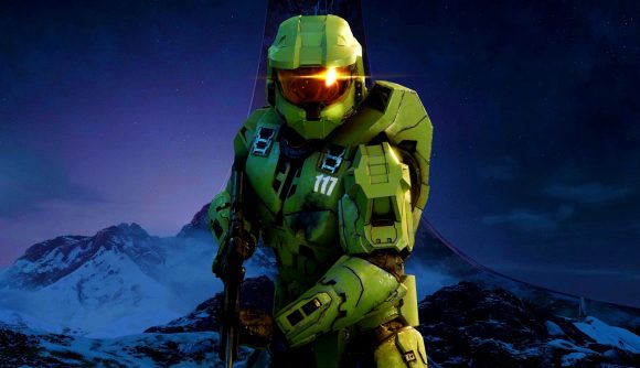 Halo Infinite leaks Forge object scaling: Master Chief standing in front of the Halo ring