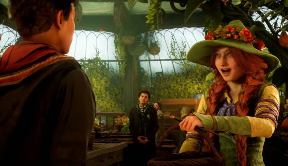 Hogwarts Legacy Summer ASMR watering can: an image of the herbology teacher in Hogwarts Legacy