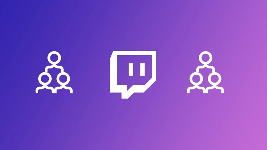 How to raid on twitch: The Twitch logo surrounded by a symbol of three people