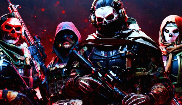 Modern Warfare 2 leaks DMZ keys: an image of four Modern Warfare operators wearing red and white skulls