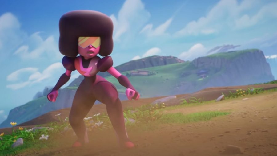 MultiVersus Classes: Garnet can be seen skidding on the ground after being pushed