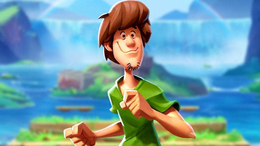 MultiVersus Shaggy combos: an image of Shaggy in front of a blurred waterfall