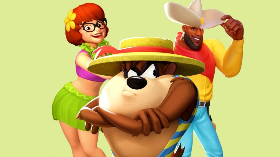 MultiVersus skins: an image of Taz and Velma in summer clothes and LeBron as a cowboy