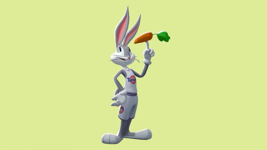 MultiVersus skins: an image of bugs bunny in a basketball uniform