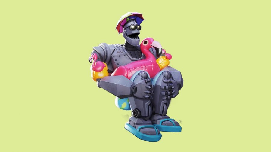MultiVersus skins: Iron Giant in a rubber flamingo and flip flops
