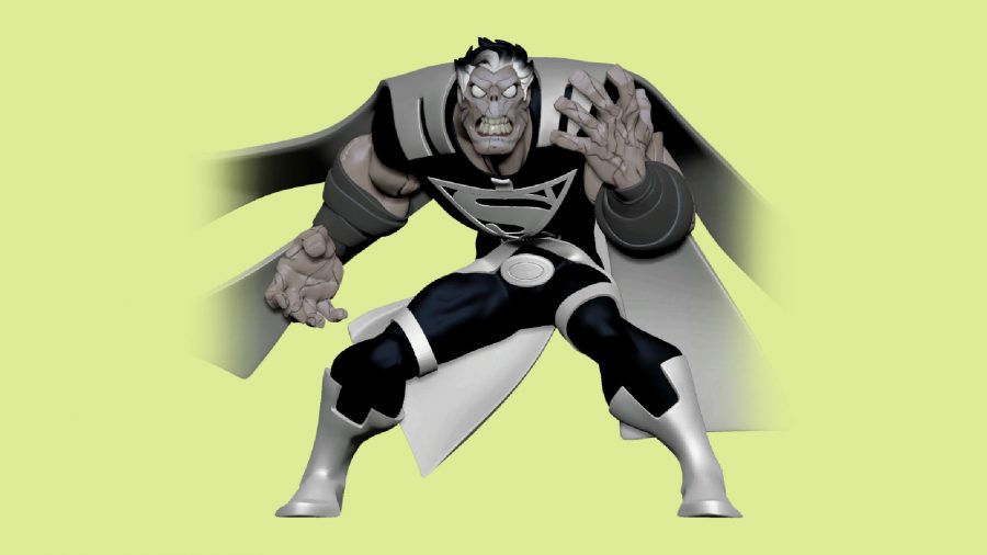 MultiVersus skins: a zombie-like Superman in a greyscale costume