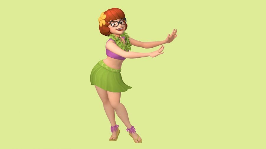 MultiVersus skins: A ginger-haired woman in a Hawaiian luau and grass skirt