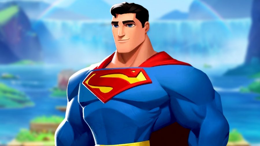 MultiVersus Superman combos: an image of Superman in front of a blurry waterfall