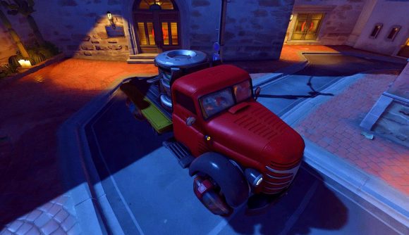Overwatch 2 payload push contested: an image of the Dorado truck payload