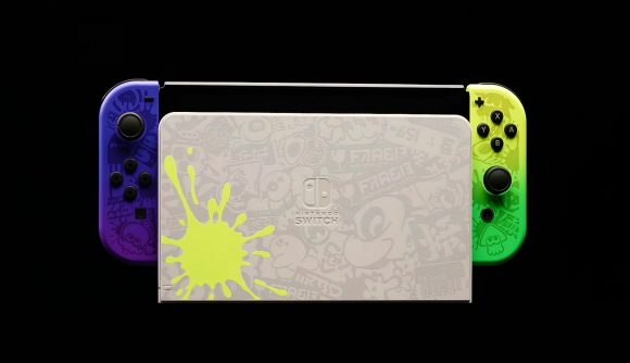 Splatoon 3 switch bundle pro controller key art for the newest OLED Nintendo console