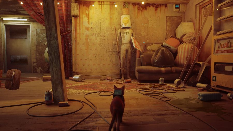 Stray B-12 Memories Locations: The cat can be seen looking at the dummy.
