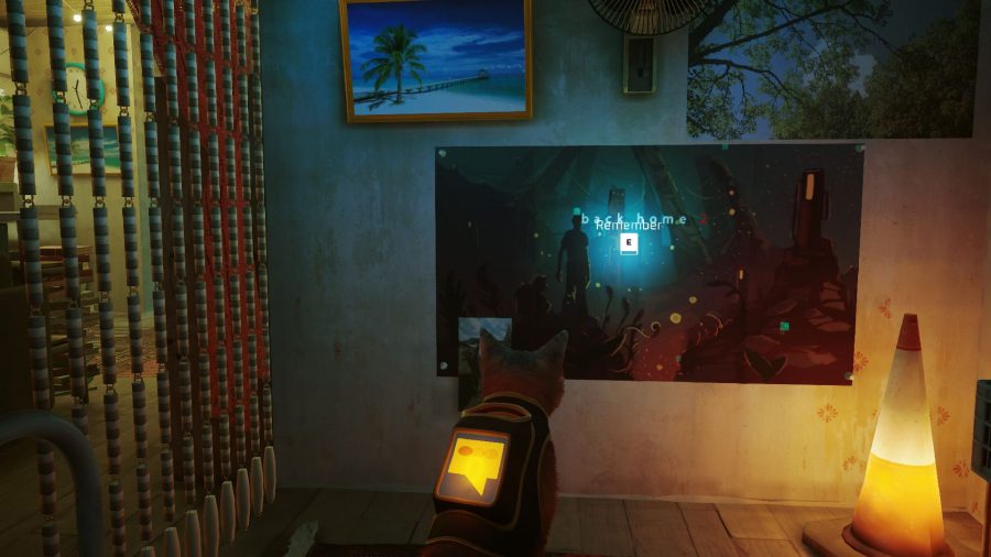 Stray B-12 Memories Locations: The memory inside Momo's appartment can be seen on the wall.