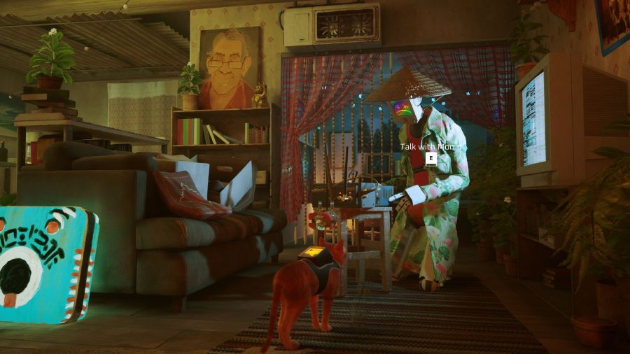 Stray Notebook Locations: Momo can be seen in his appartment with the cat looking at him.