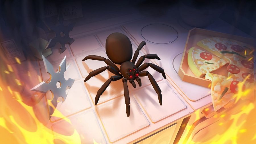 Xbox Games With Gold September 2022 Free Games: A spider can be seen on a kitchen side with a shuriken and a pizza.