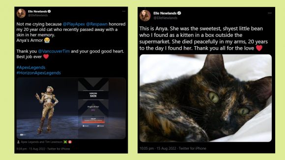 Apex Legends Horizon Anya's Armor Skin: An image of two tweets explained in-article