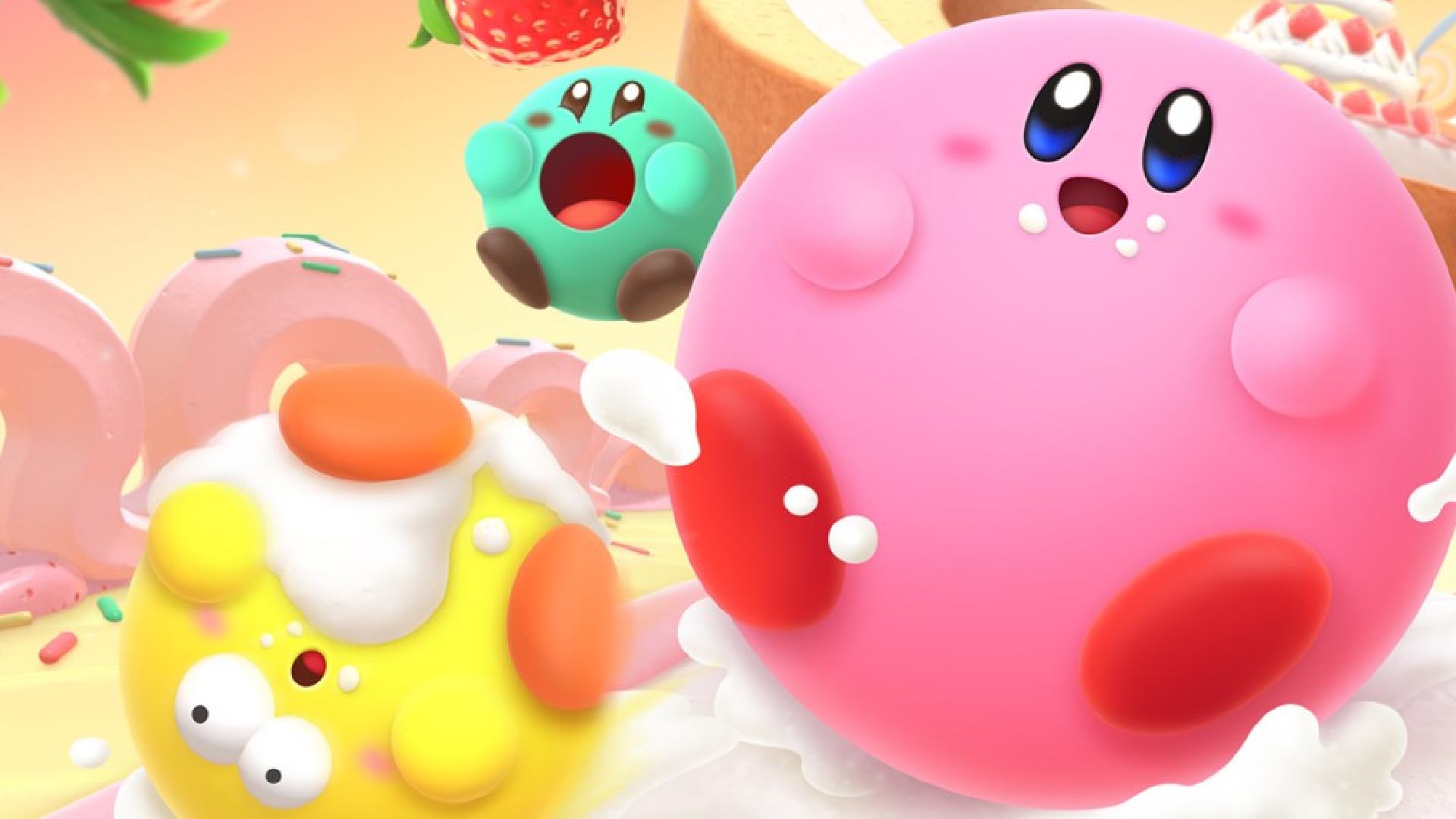 Kirby's Dream Buffet: Kirby can be seen alongside two other pink puffballs