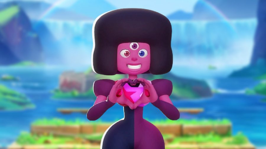 MultiVersus Garnet combos: an image of a woman with three eyes smiling from Steven Universe