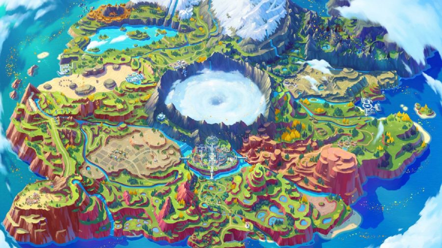 Pokemon Scarlet and Violet Region Paldea: The map of Paldea can be seen.