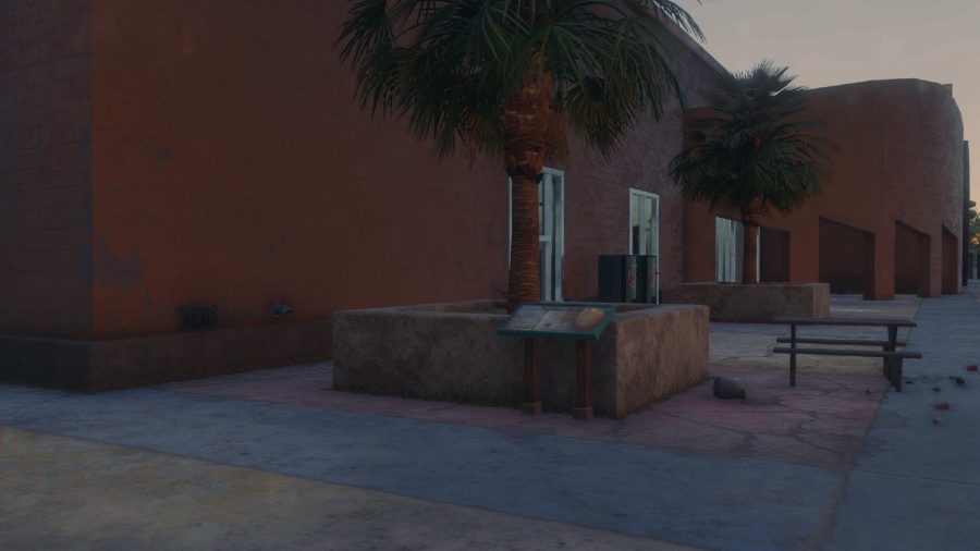 Saints Row El Dorado Hidden History Guide: The placard by the red building can be seen