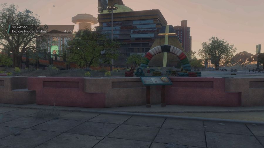 Saints Row El Dorado Hidden History Guide: The sign to the side of the racetrack can be seen