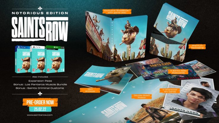 Saints Row reboot pre-orders: image shows everything contained within the Saints Row: Notorious Edition. Details below.