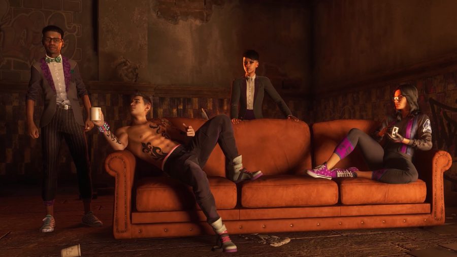 saints row skill tree gangsters lazing around on a couch