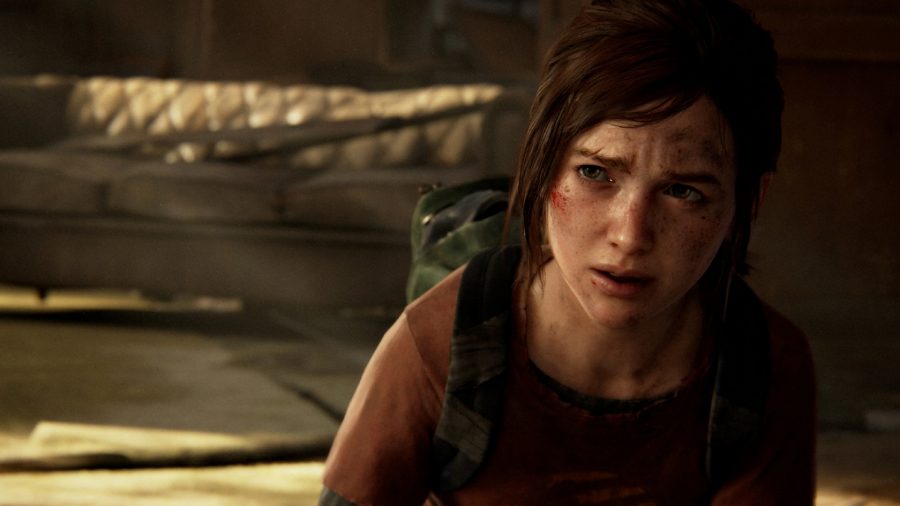 the last of us remake characters ellie frowning