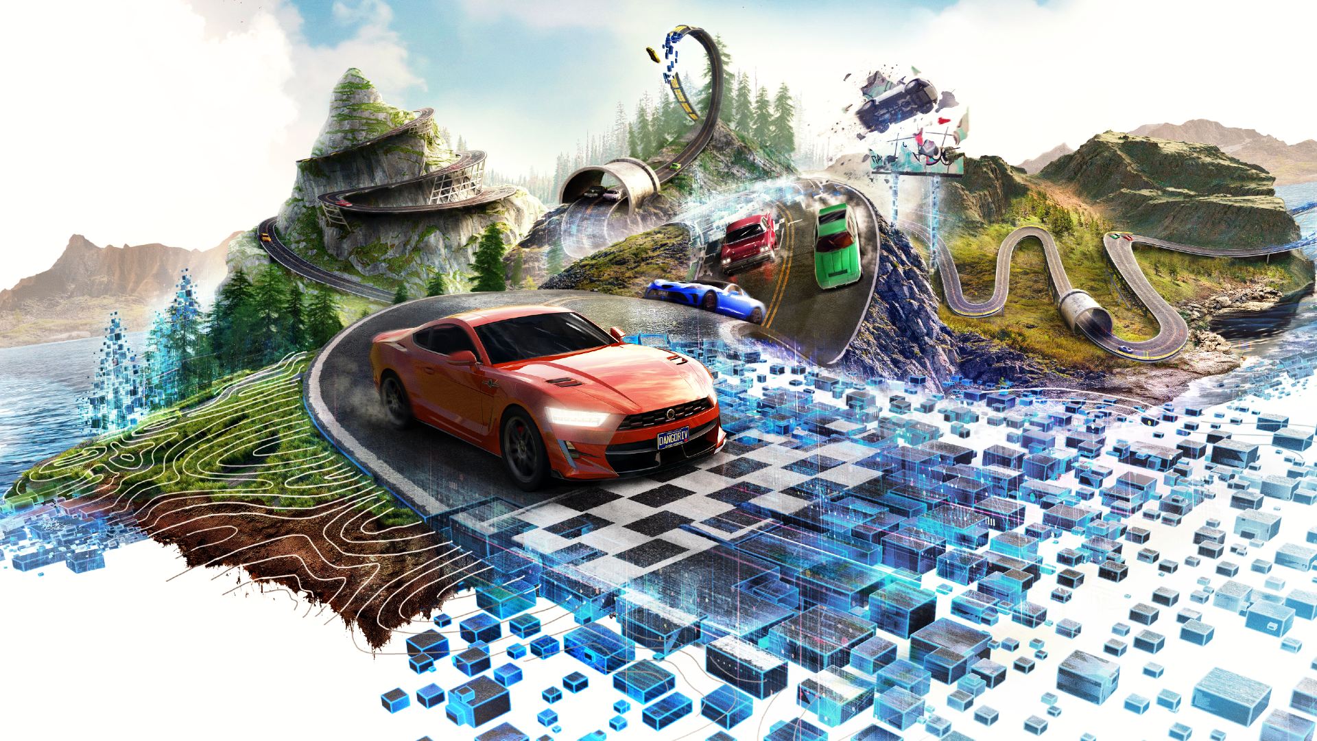 Wreckreation: The MixWorld can be seen with a car racing through it as well.